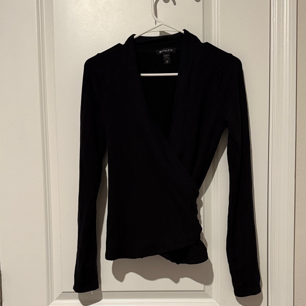 Athleta Black Long Sleeve Wrap sweatshirt. XXS. Like new.